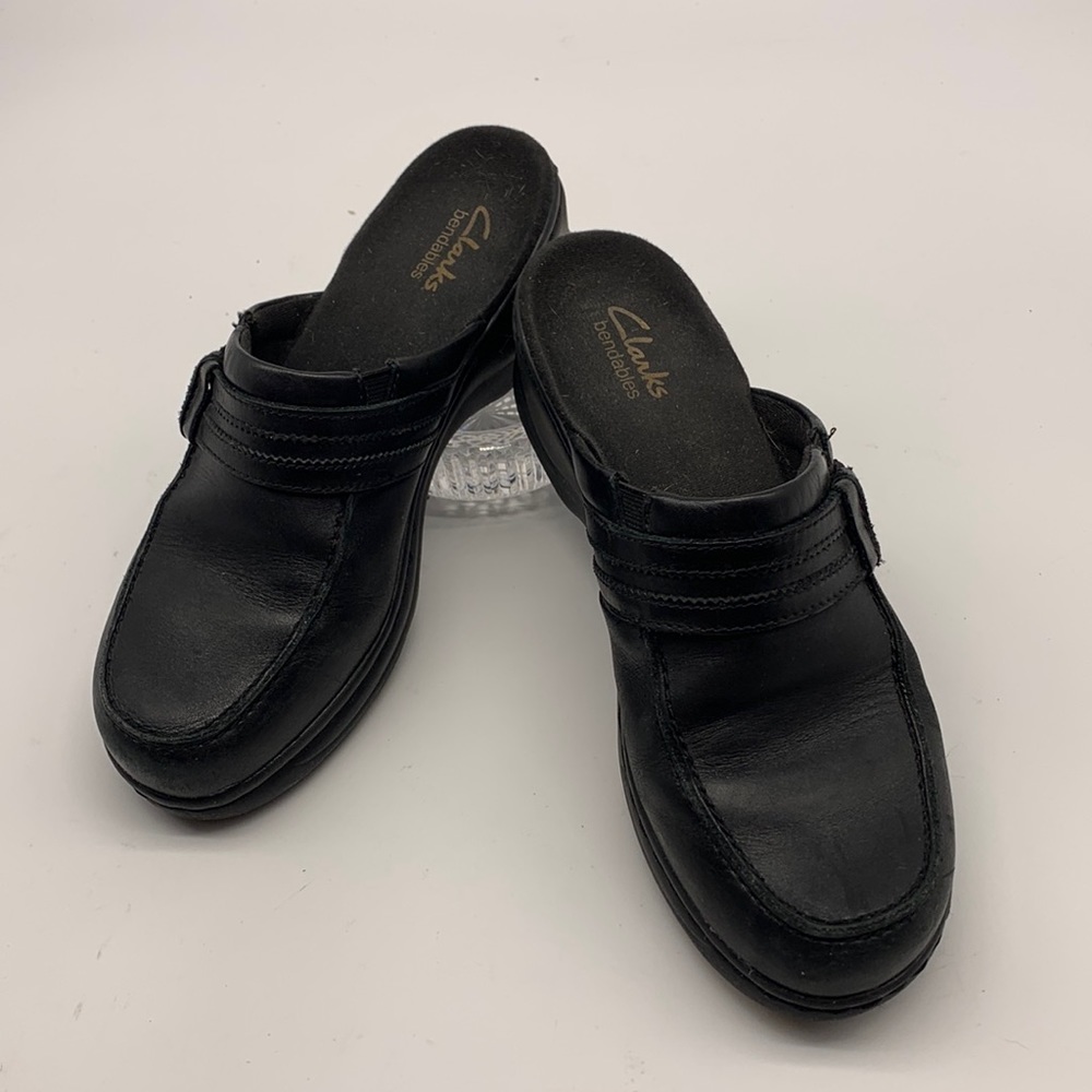 Clarks Black Leather Mules size 6M